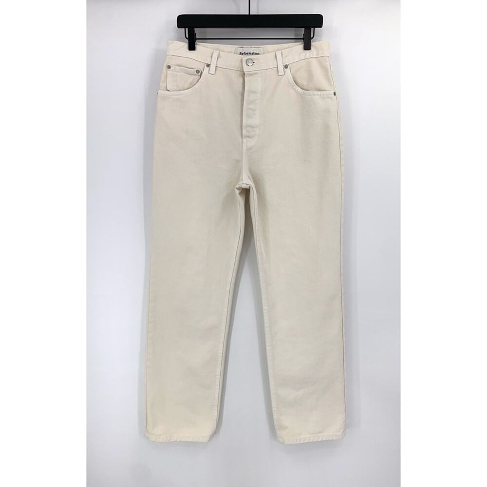 REFORMATION Cynthia High Rise Relaxed Jean Cream 30